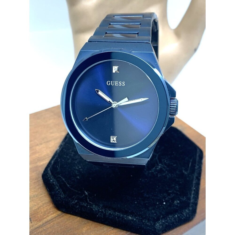 Guess Men's Watch GW0833G1 Quartz Blue Dial Diamond Accent Stainless Steel 44mm